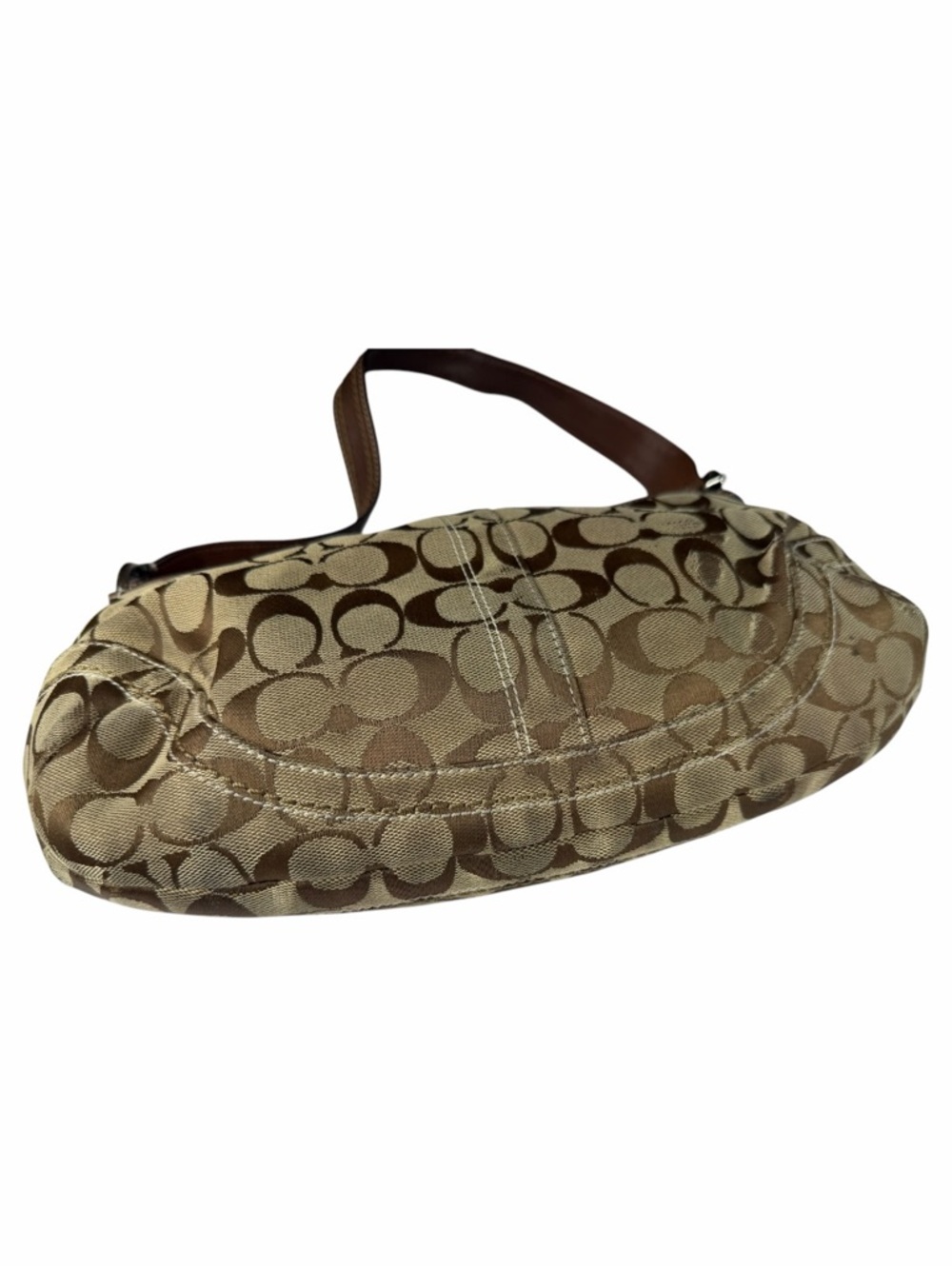 Coach Vintage Y2K Soho Signature Canvas Buckle Flap Shoulder Bag Brown Jacquard - Picture 8 of 10
